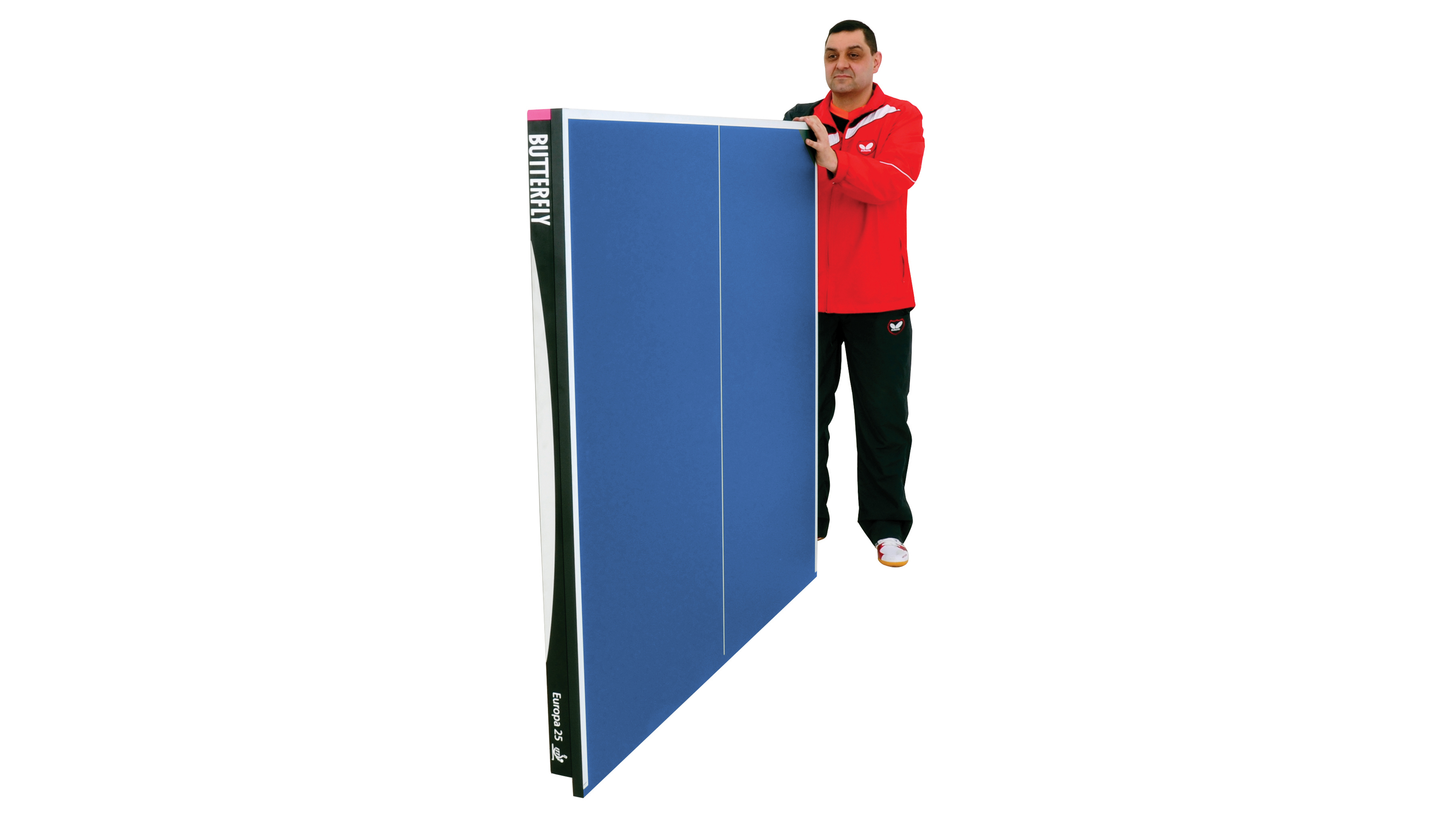 Europa Blue Compact Indoor Wheelaway Table Tennis Table - Professional Stan
