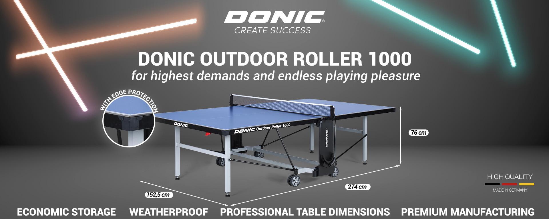 outdoor Roller 1000 Table Tennis Table Bundle